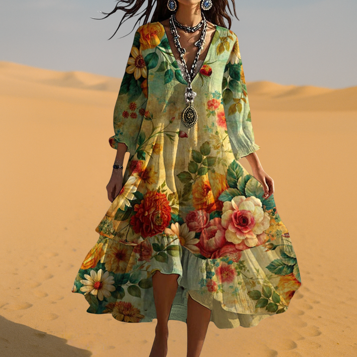 Paola | Vestido boho floral con escote en V