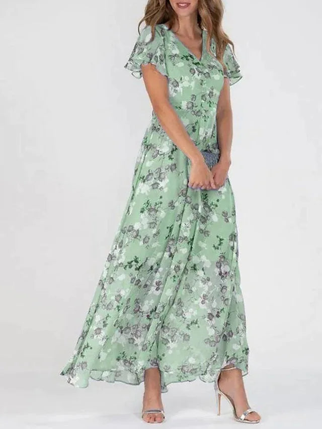 Roberta | Vestido largo floral manga corta