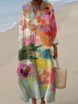 Alba | Vestido largo con estampado floral artístico