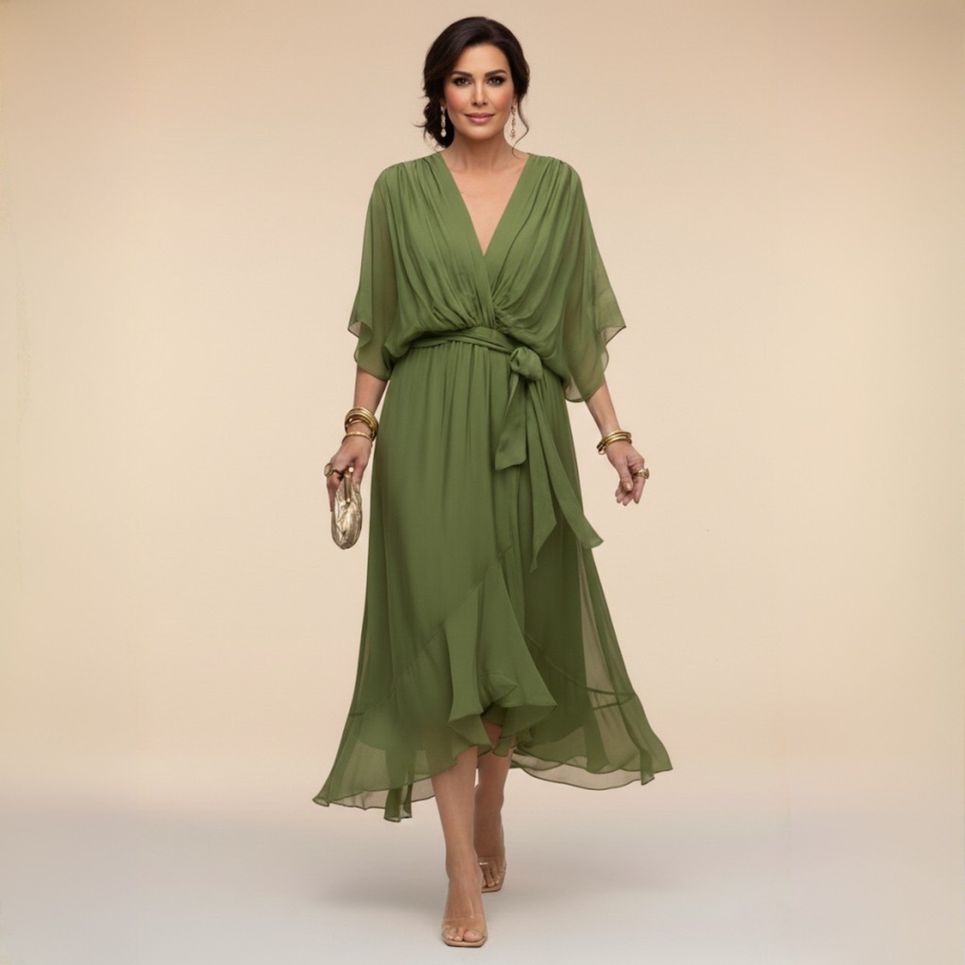 Renata | Vestido de gasa con escote en V