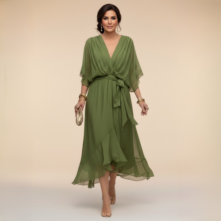 Renata | Vestido de gasa con escote en V