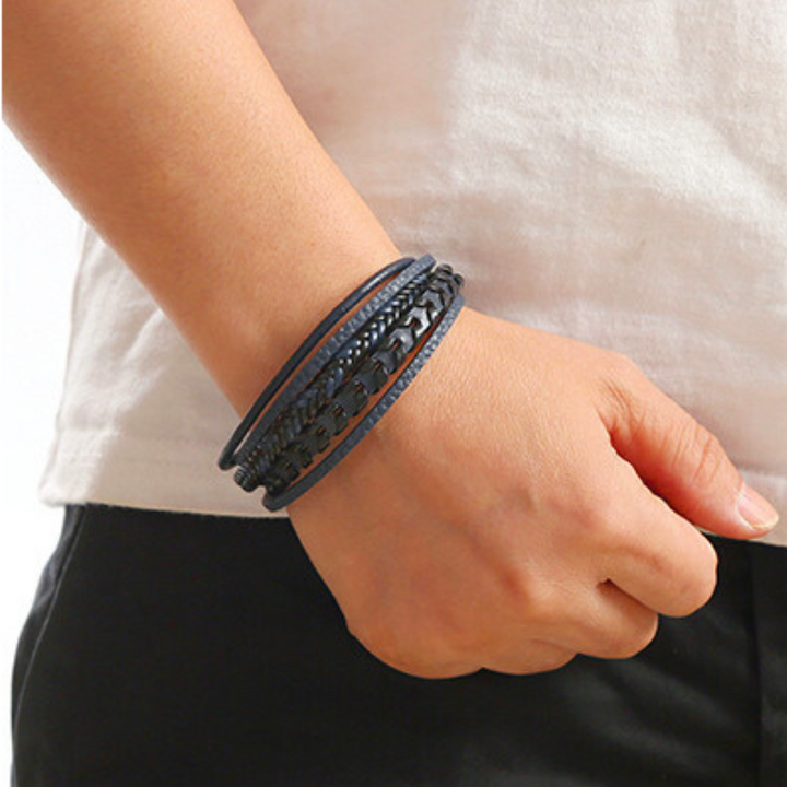 Carlos Eduardo | Pulsera trenzada multicapa para hombre