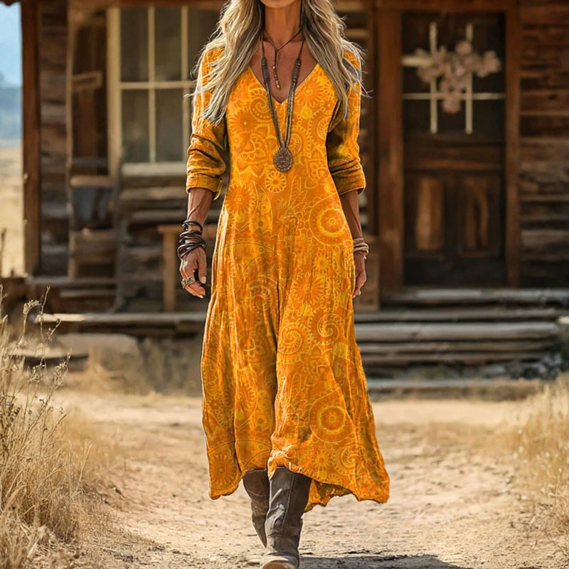 Antonina | Vestido largo estampado manga larga