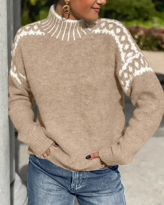 Ester | Sweater de cuello alto con detalle jacquard