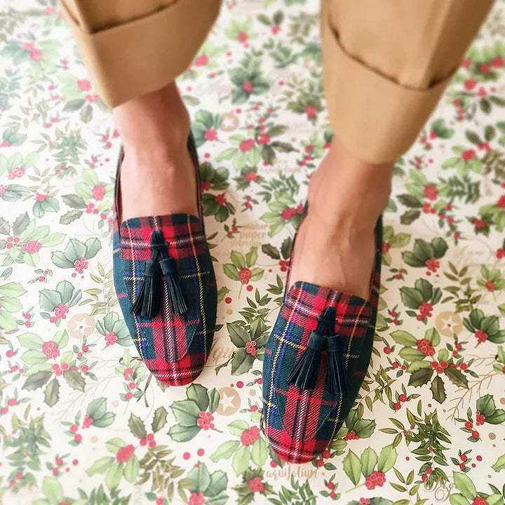 Catalina | Mocasines de tartán con borlas