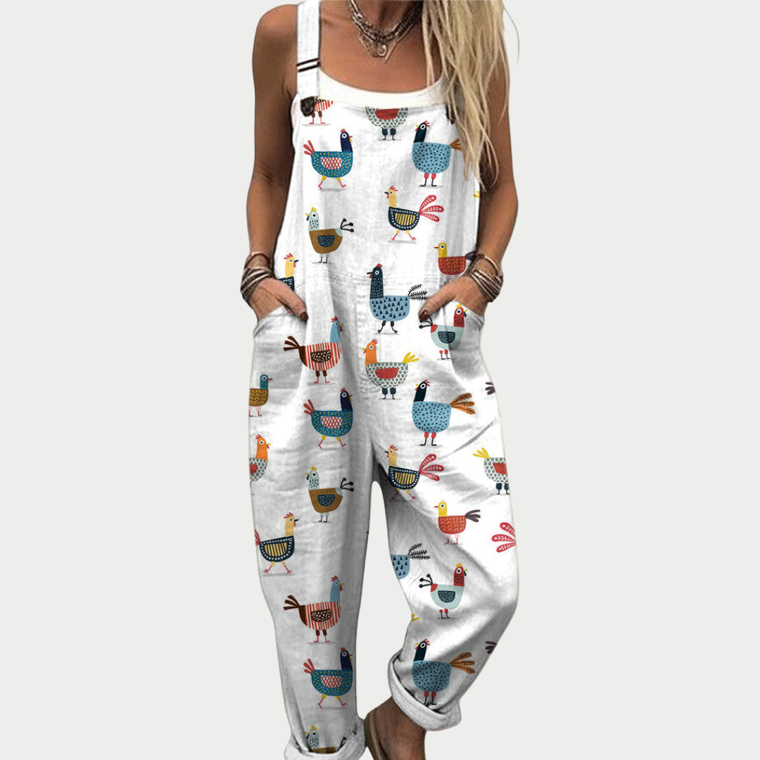 Antülef | Jardinera ancha con estampado de gallinas