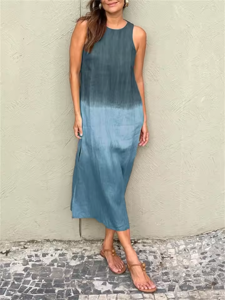 Nicole Andrea | Vestido largo sin mangas cuello redondo