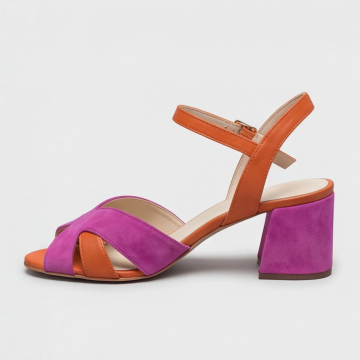 Claudia | Sandalias de taco ancho color block