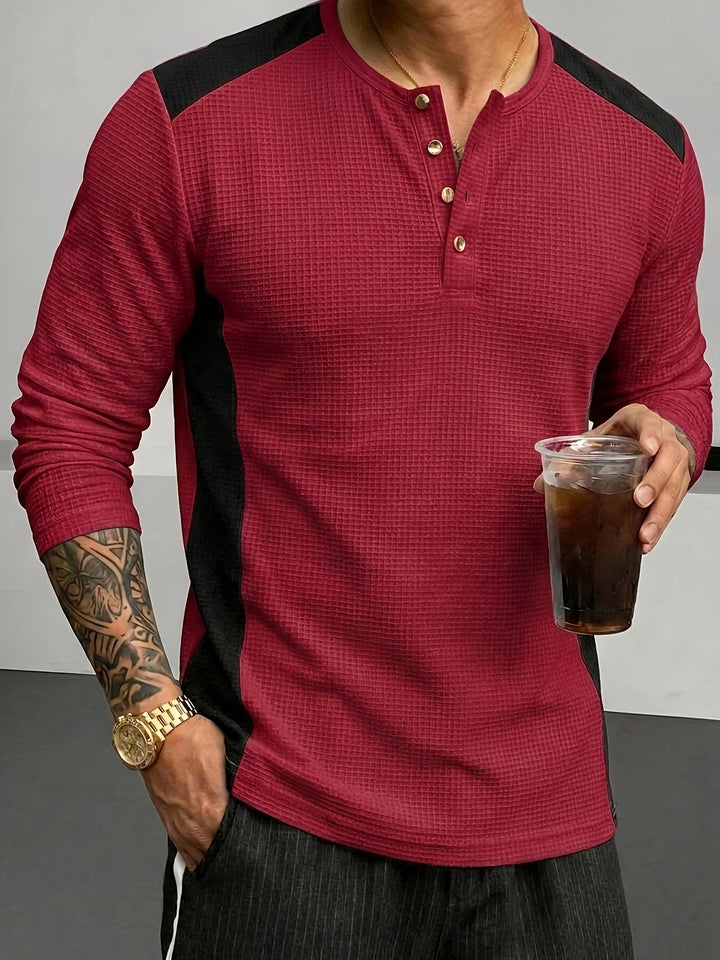 Gunther | Polera henley manga larga con textura