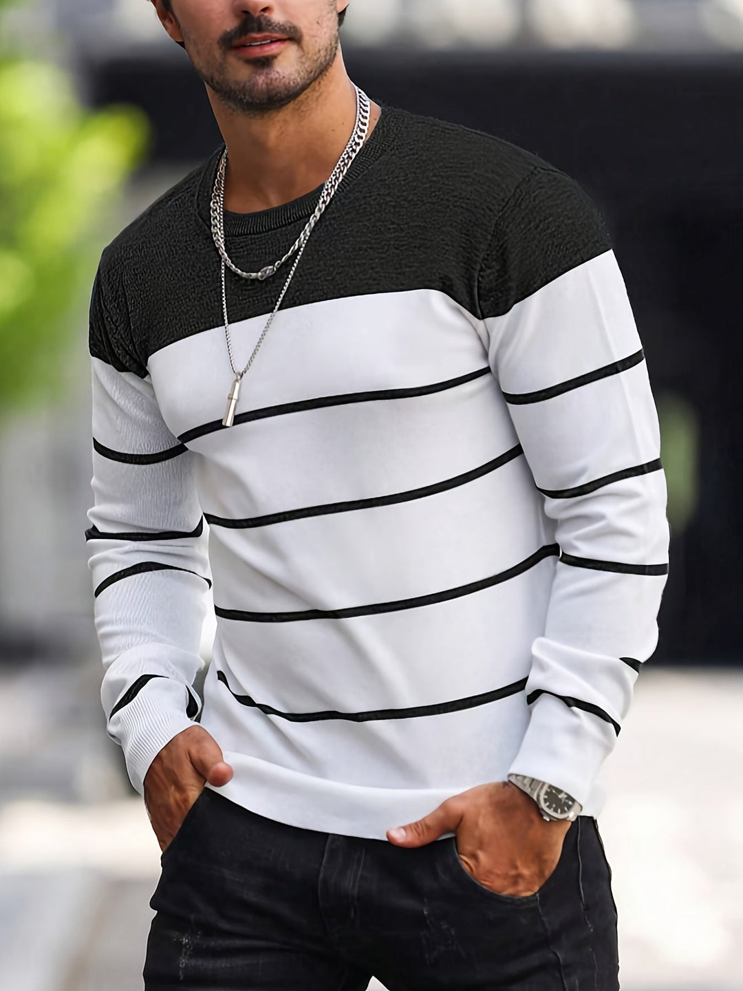 Enrique | Sweater a rayas cuello redondo