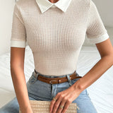 Nayaret | Polera de punto con cuello contrastado