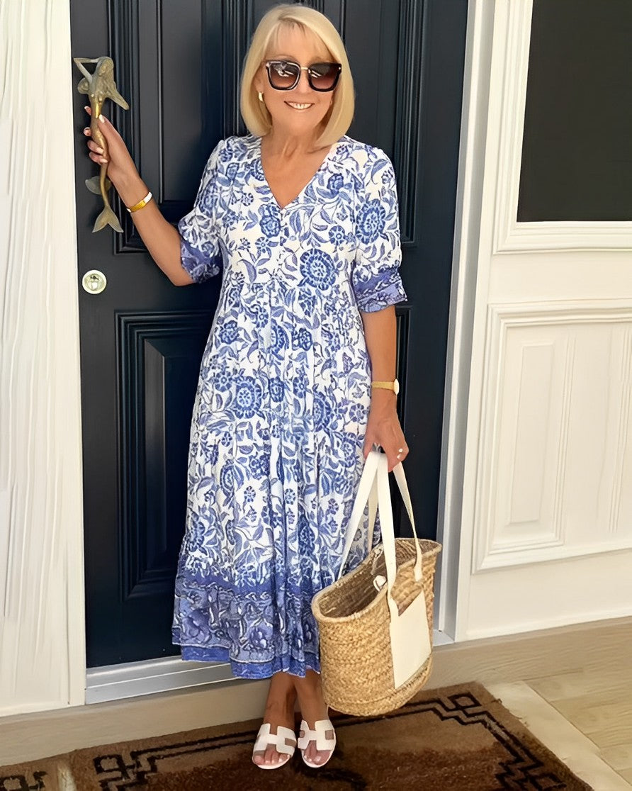 Nohemí | Vestido largo floral escote en V