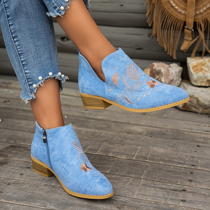 María Elisa | Botines bordados de taco bajo