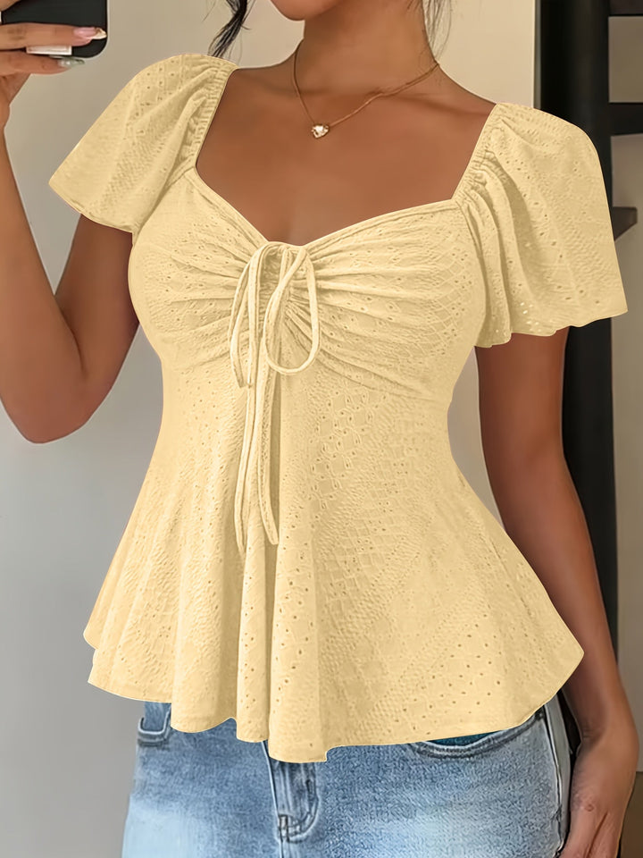 María Ángela | Top peplum de manga corta abullonada