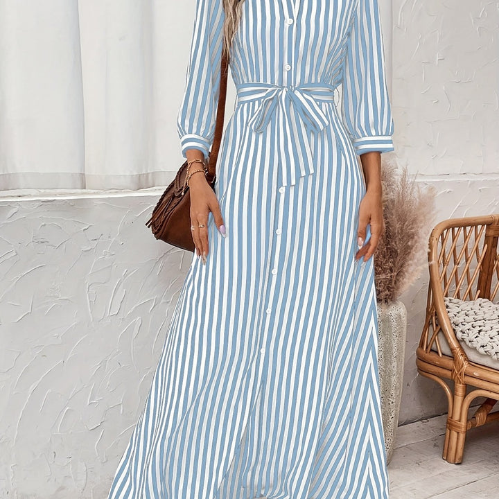 Ayleen | Vestido largo camisero con cinturón