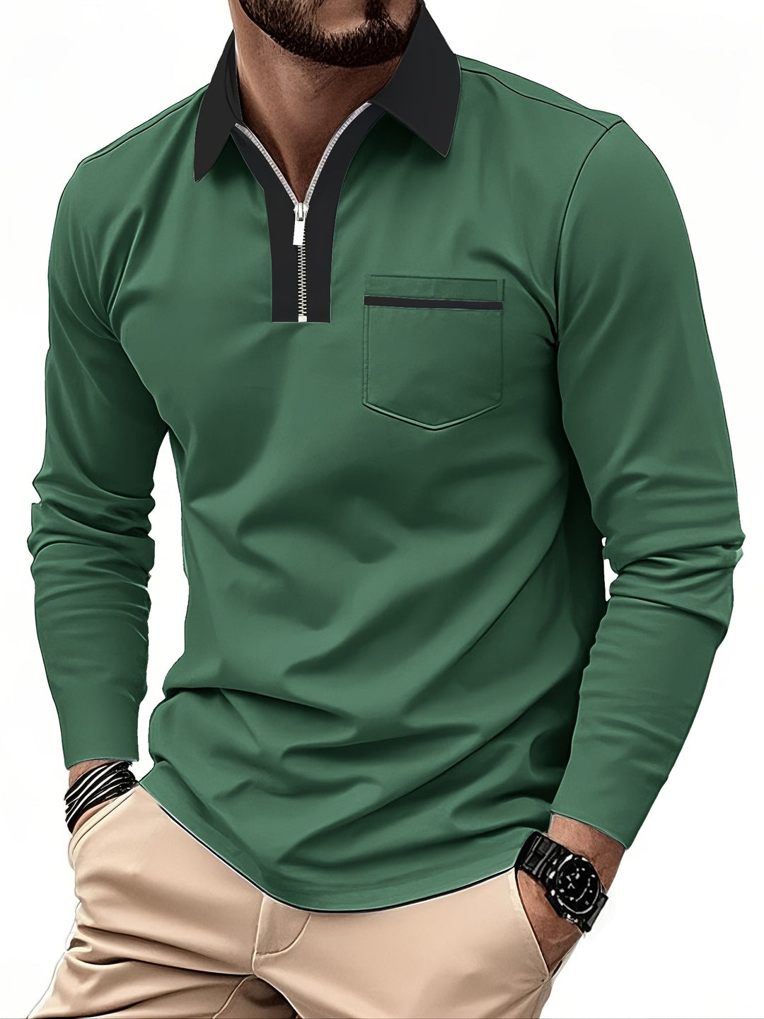 Ernesto | Polera polo con cuello en contraste y cierre