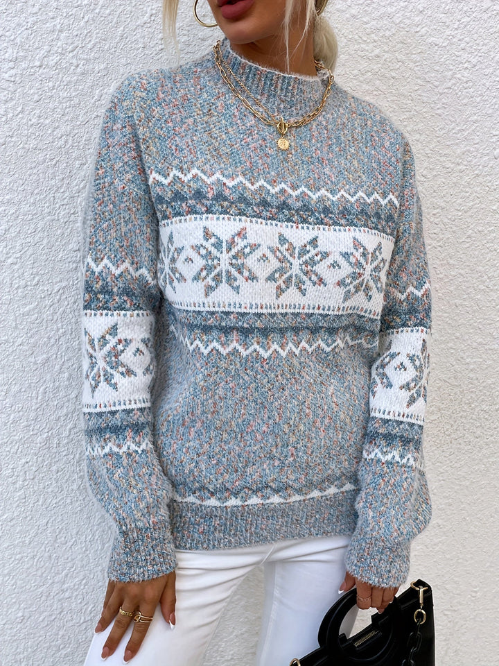Melania | Sweater cuello alto de copos de nieve