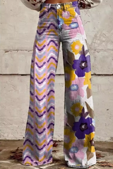 María Ester | Pantalón ancho estampado multicolor