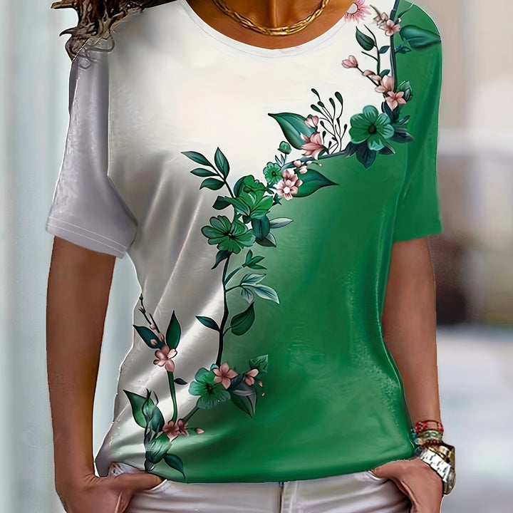 Sujey | Polera floral cuello redondo