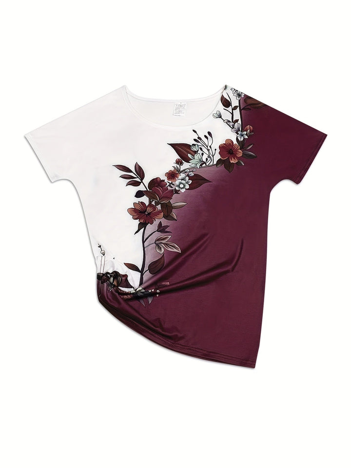Sujey | Polera floral cuello redondo