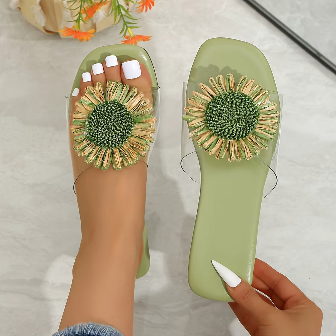 Bruna | Sandalias con flor y taco cuadrado