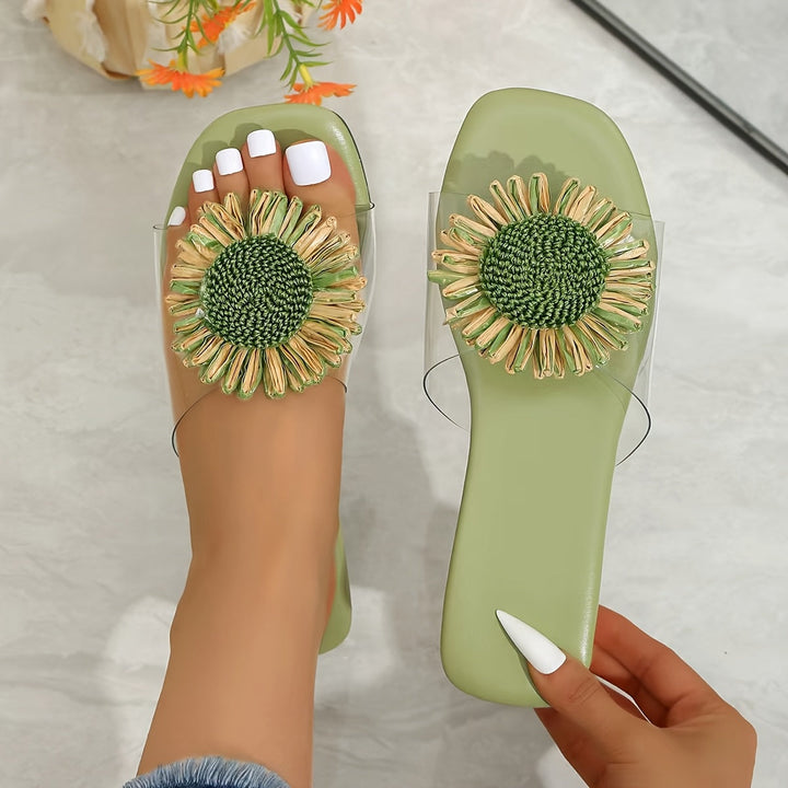 Bruna | Sandalias con flor y taco cuadrado