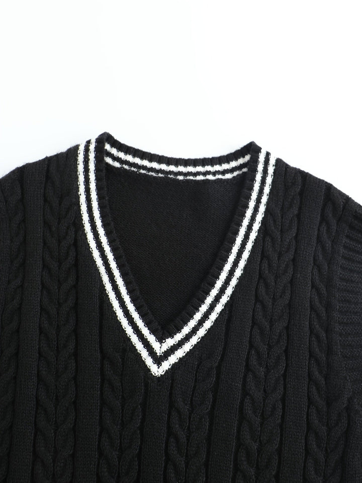 Harold | Chaleco de punto trenzado cuello V