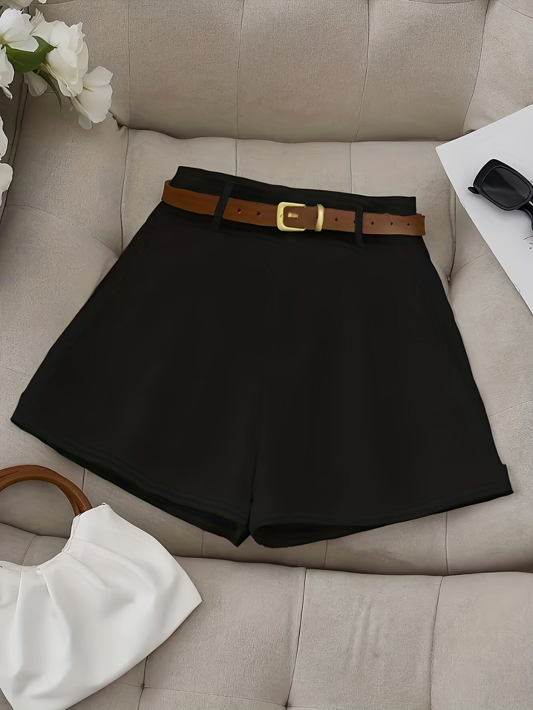 Maribel | Shorts de tiro alto con cinturón