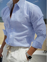 Kurt | Camisa de rayas con textura manga larga