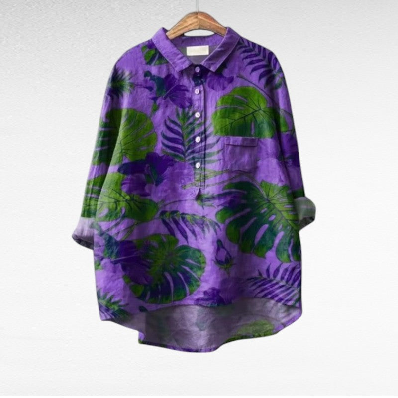 Catherine | Blusa manga larga estampado tropical