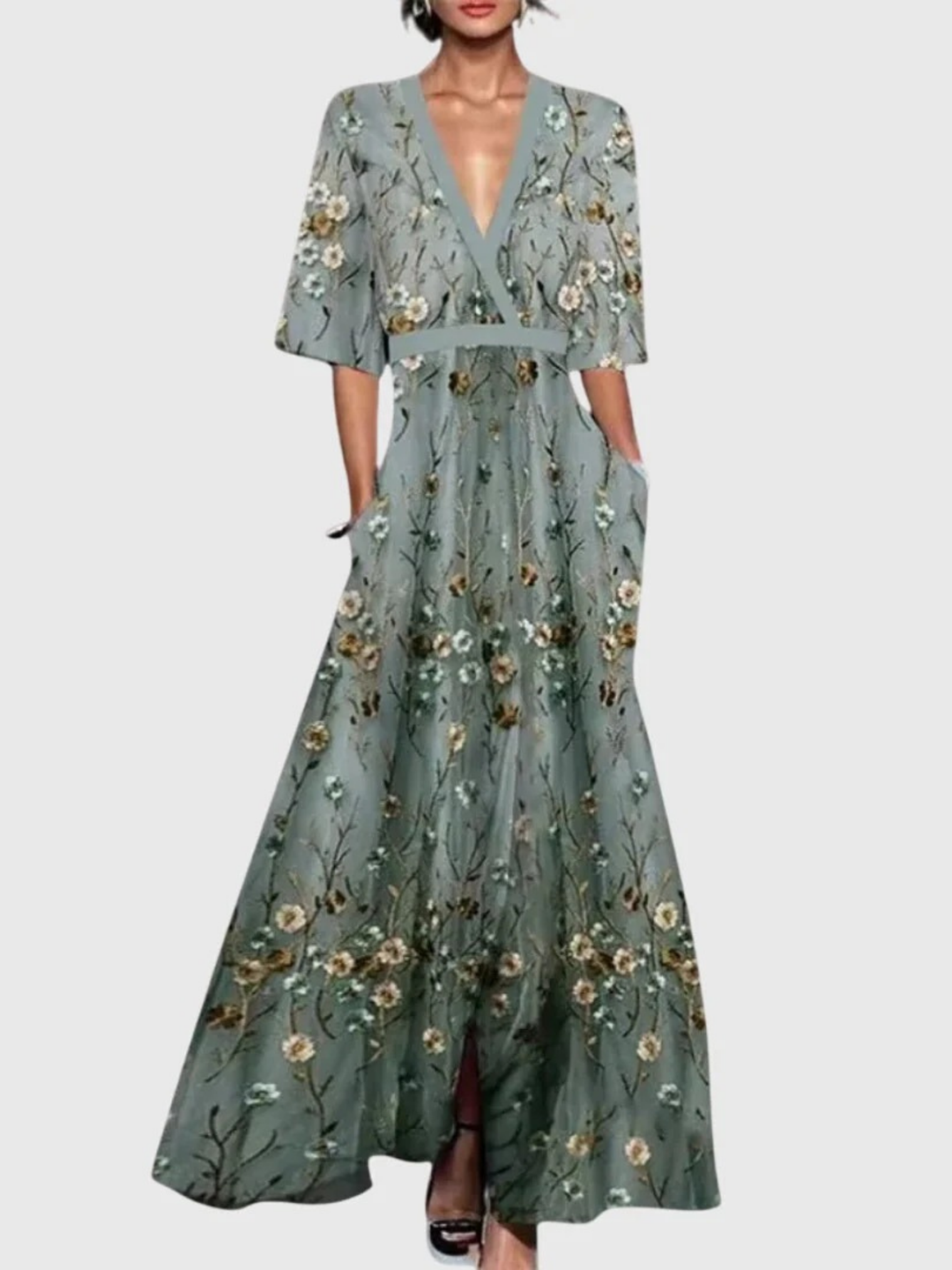 Charlotte | Vestido largo floral escote V