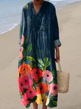 Emilia Paz | Vestido largo con estampado floral artístico
