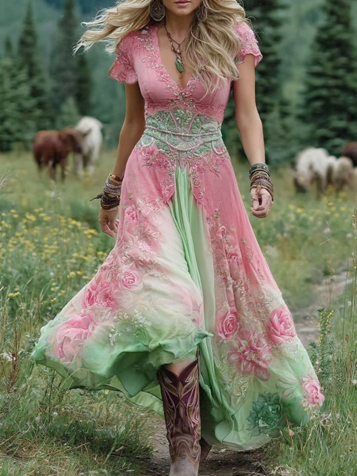 Digna | Vestido largo floral degradé