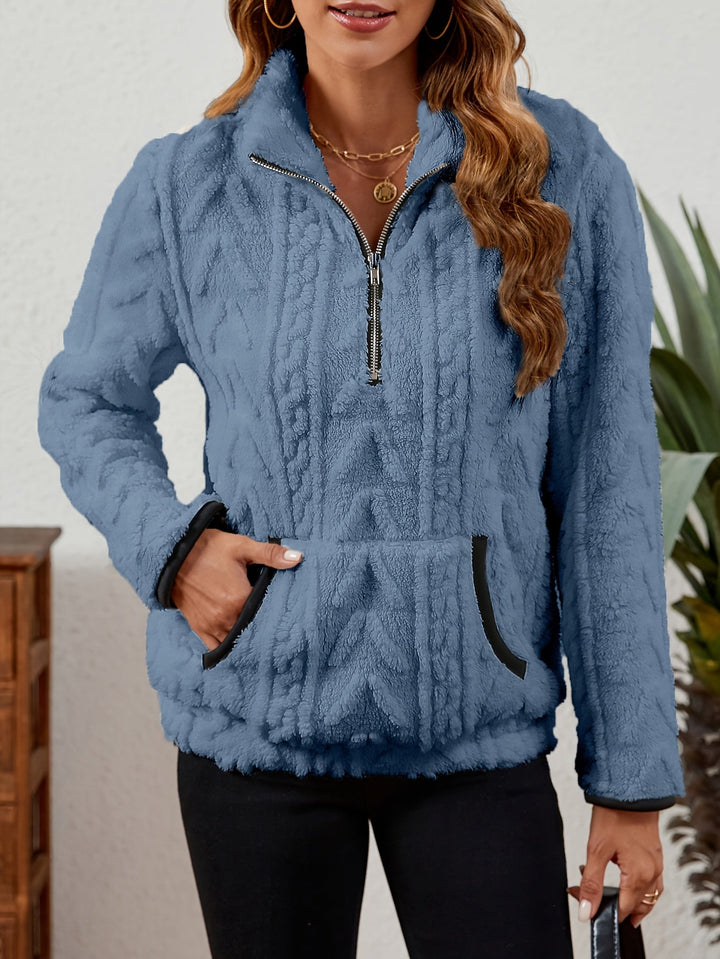 Manuela | Pullover texturado con media cremallera