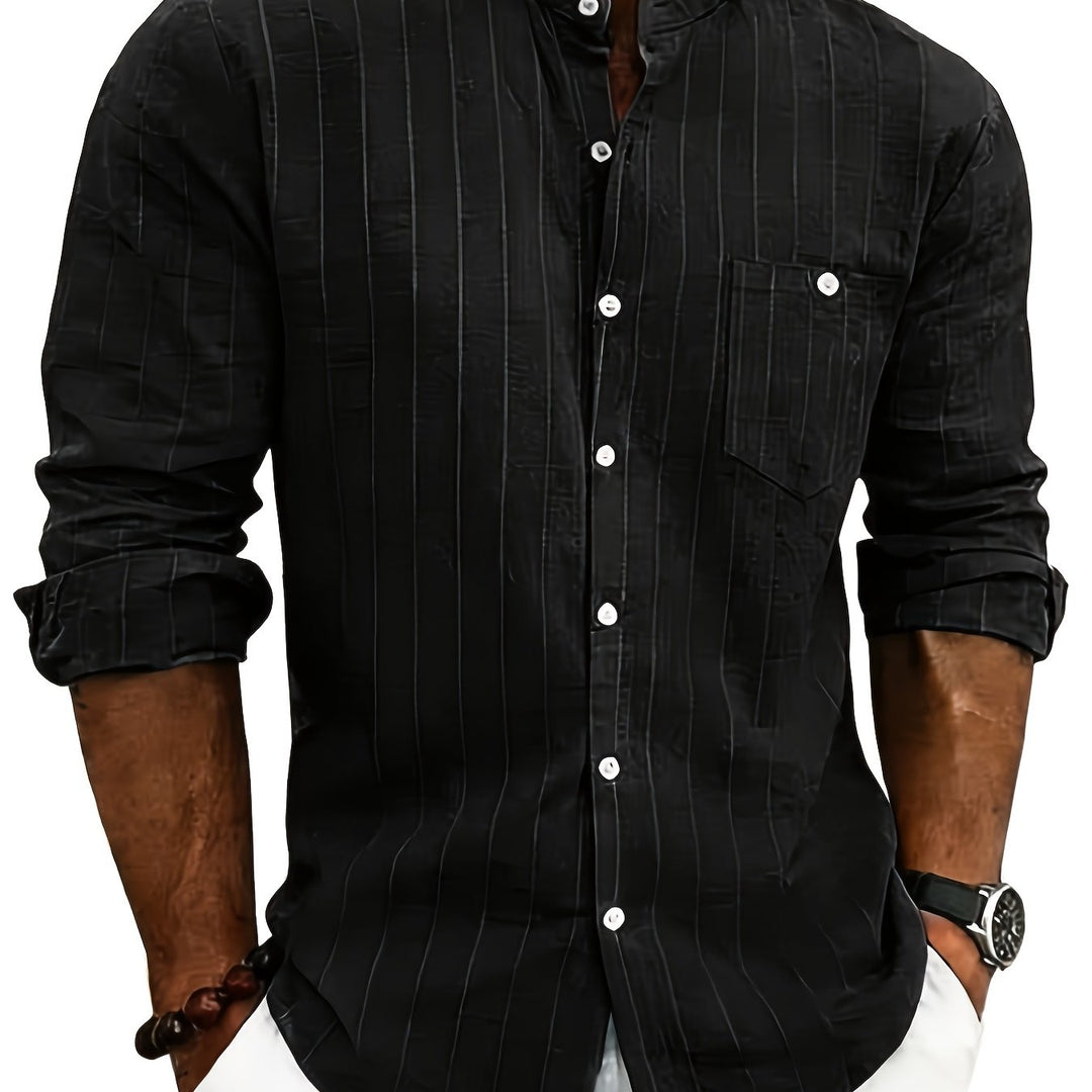 Clemente | Camisa de rayas con cuello mao