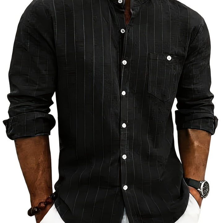 Clemente | Camisa de rayas con cuello mao