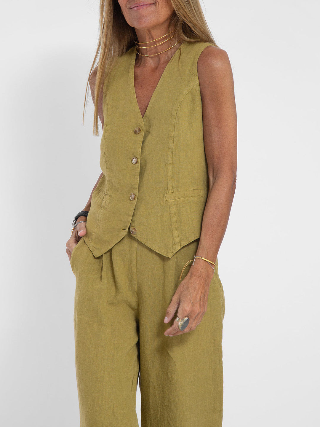 Poulette | Conjunto de chaleco sin mangas y pantalón de pierna ancha