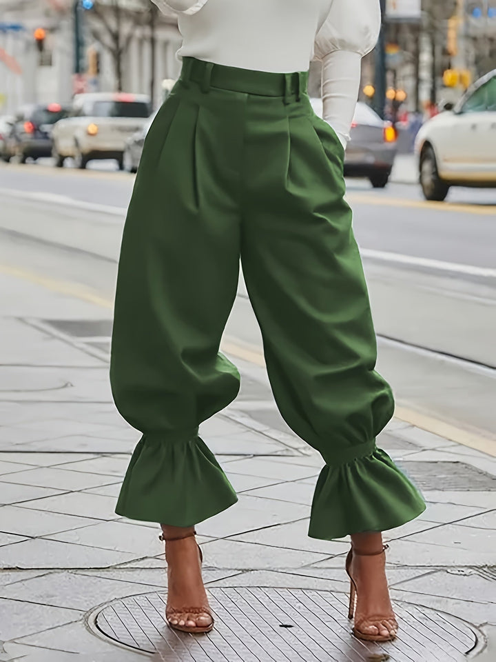 Yanira | Pantalón de pierna ancha con ruedo fruncido
