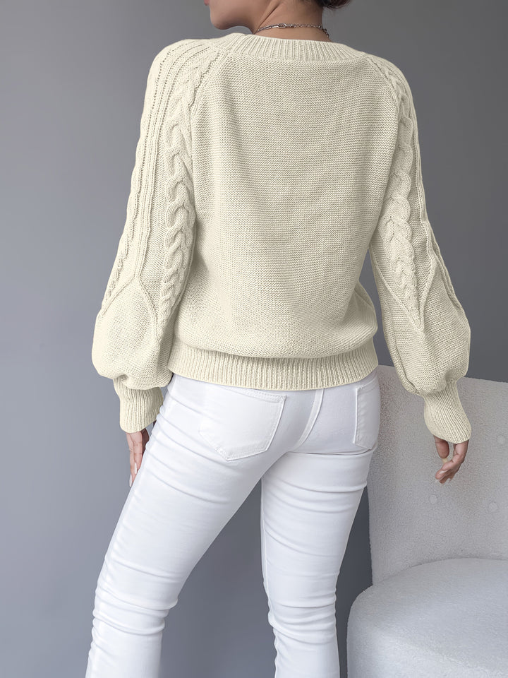 Juana María | Sweater de punto trenzado con mangas farol