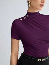 Margot | Polera cuello alto de manga corta