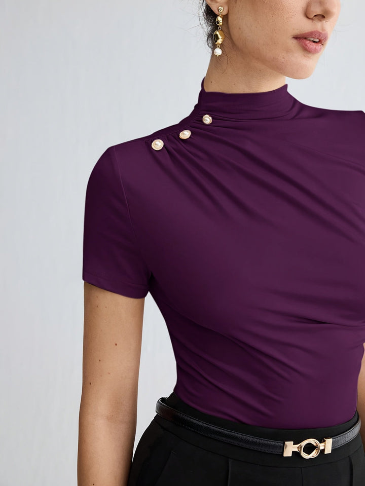 Margot | Polera cuello alto de manga corta