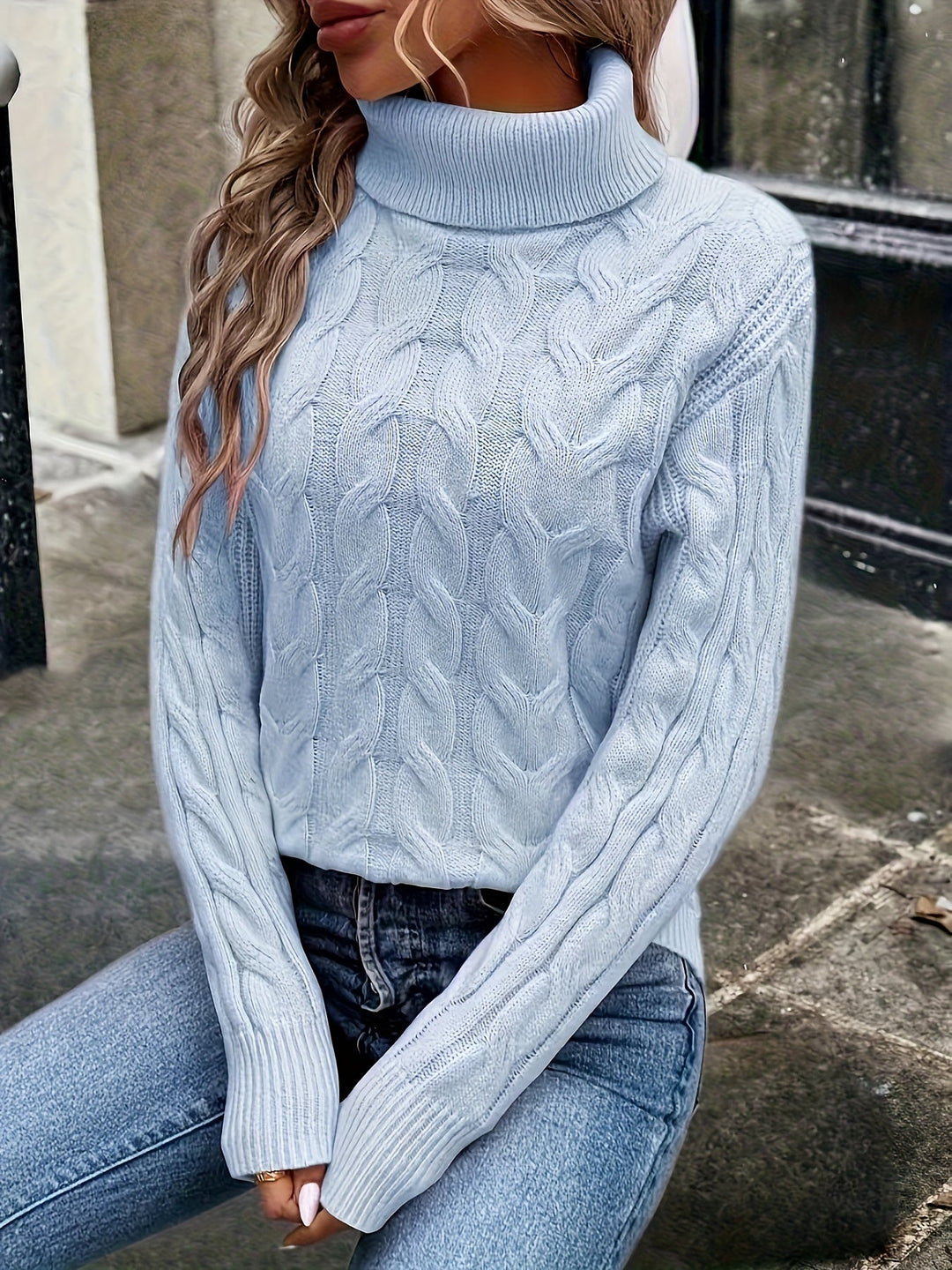 Sarai | Sweater de punto trenzado cuello alto