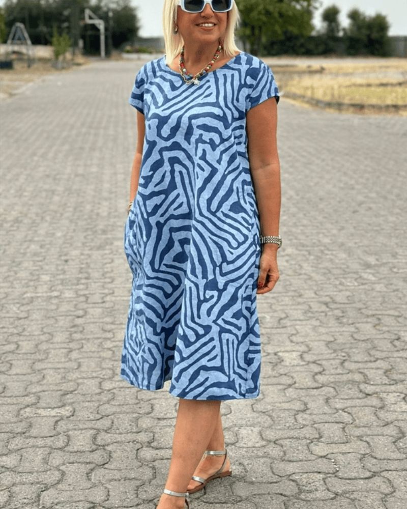 Teresa | Vestido con Cuello Redondo y Bonito Estampado