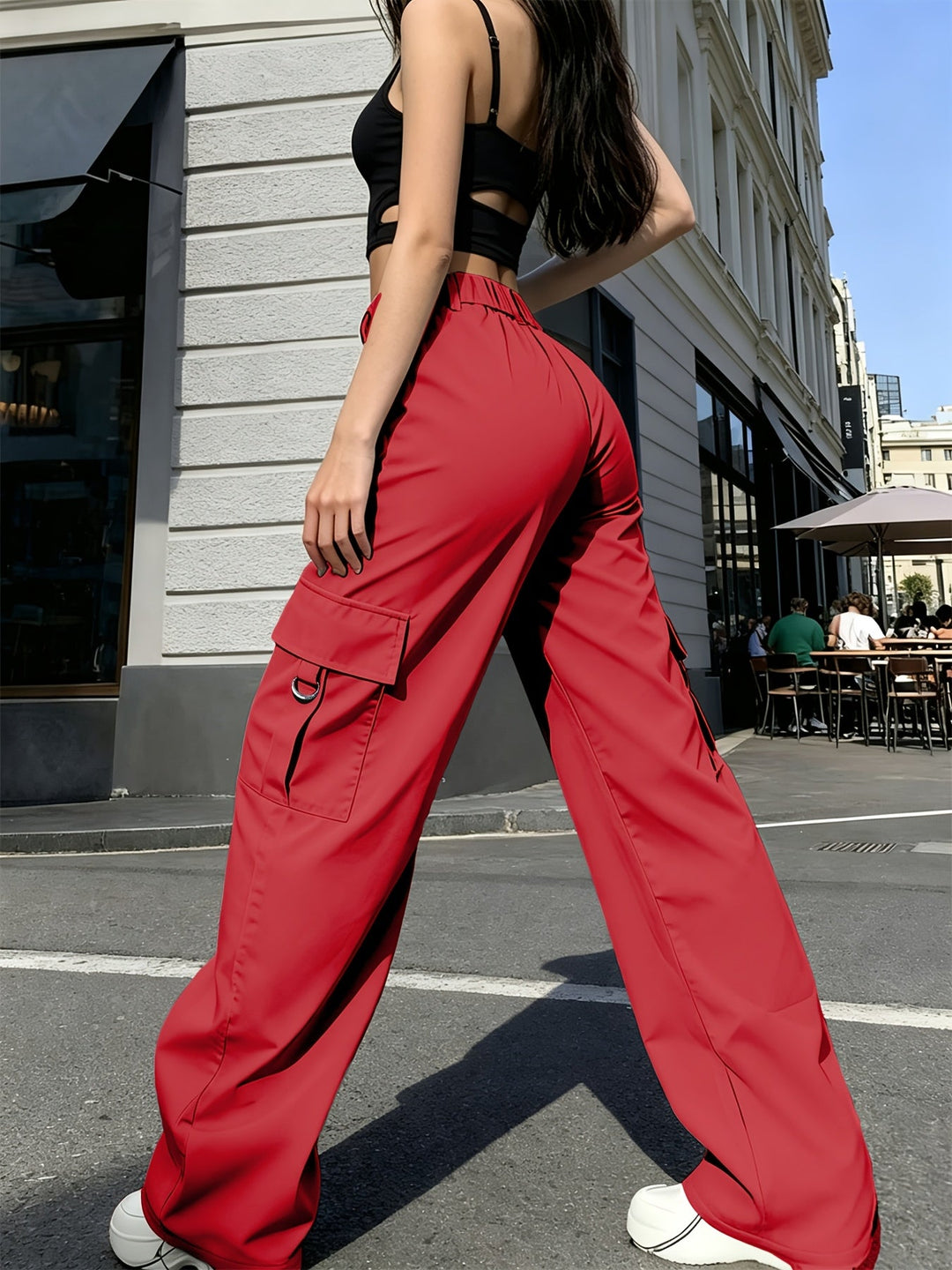 Alida | Pantalón cargo tiro alto de pierna ancha