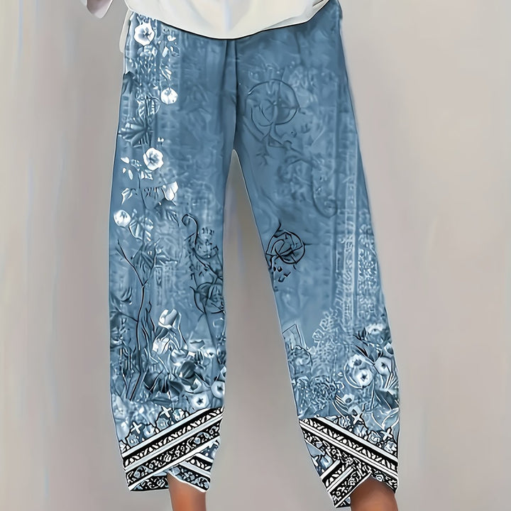 Aymara | Pantalón capri con estampado botánico
