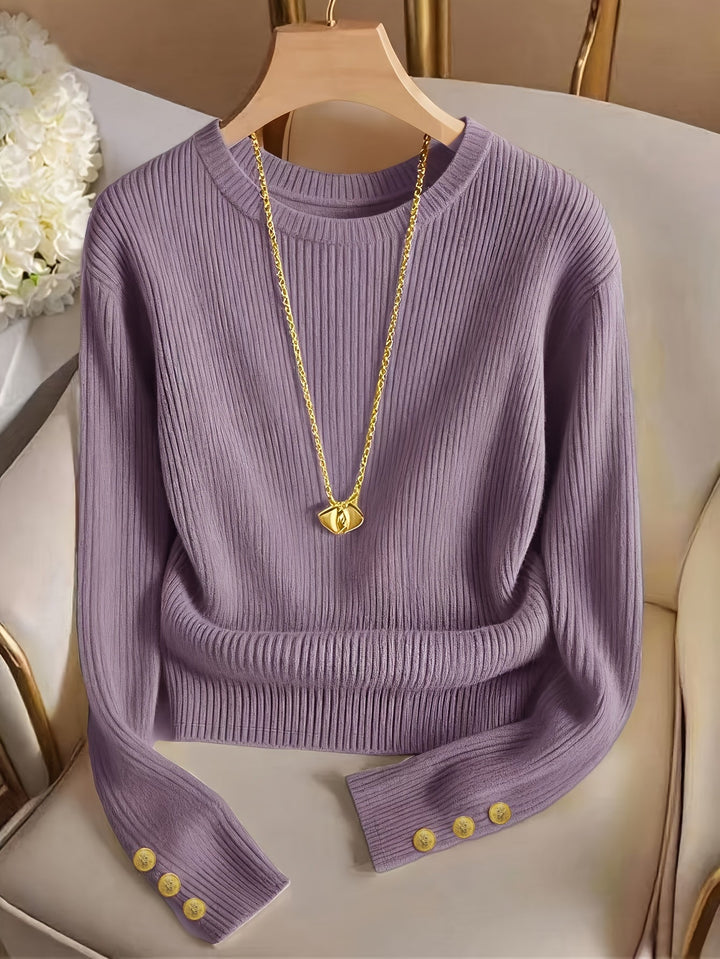 Kimberly | Sweater acanalado con botones en puños