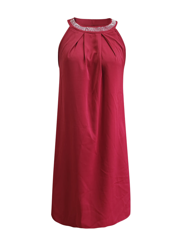 Marta Elena | Vestido sin mangas con escote aplicado