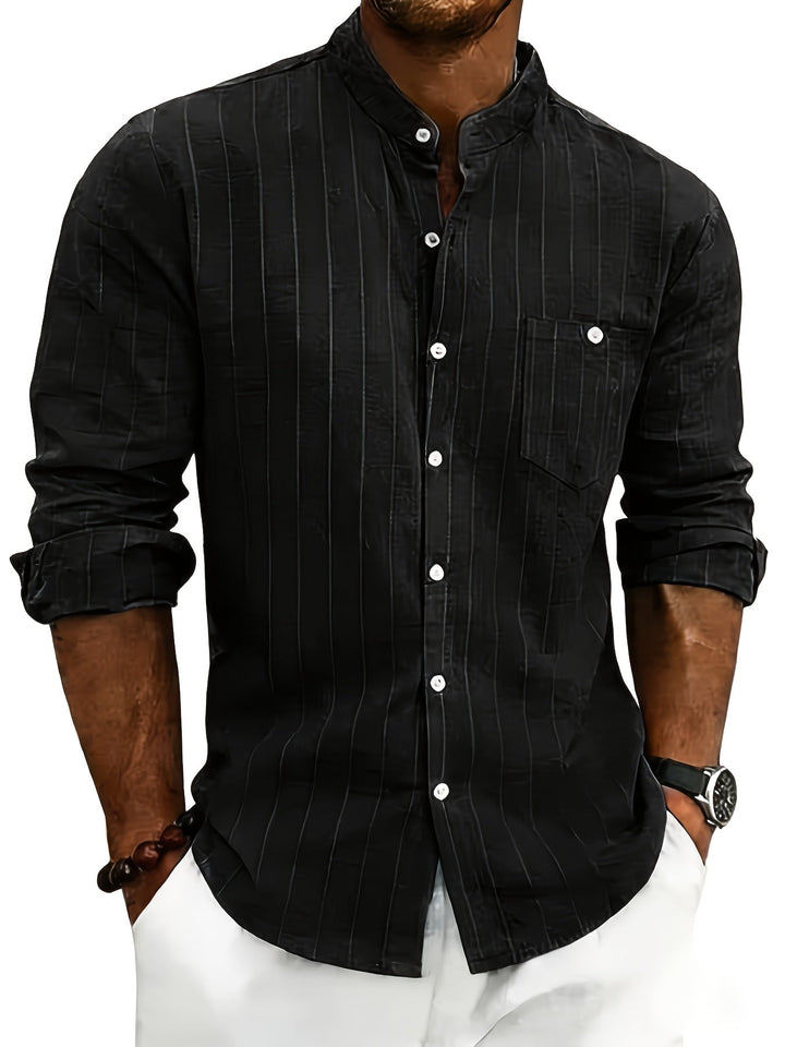 Clemente | Camisa de rayas con cuello mao