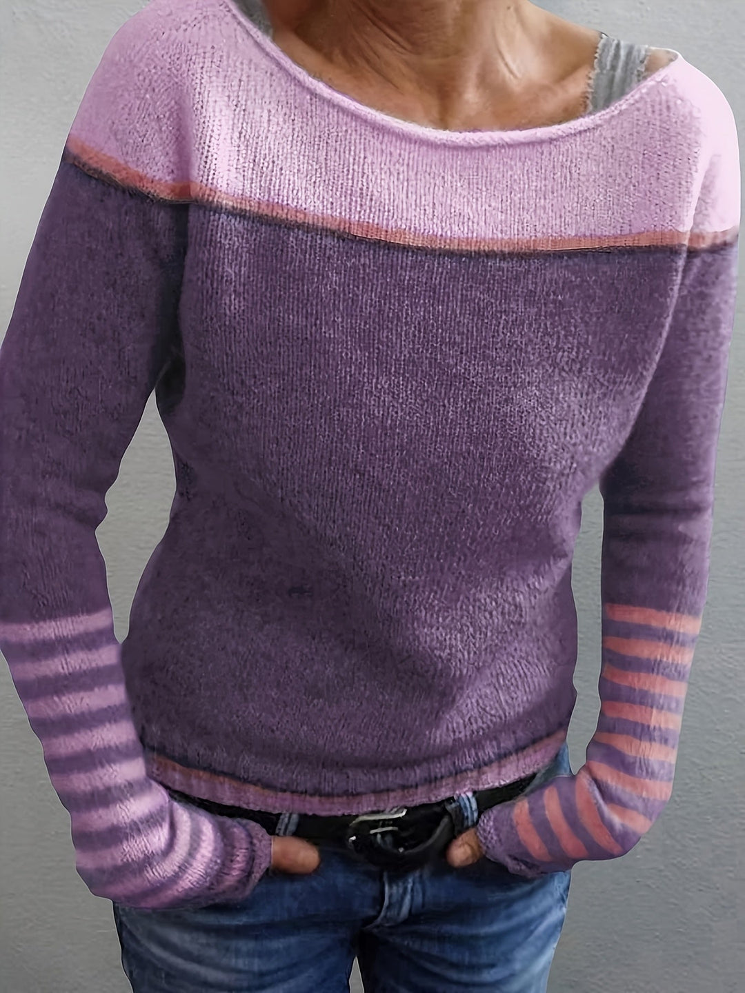 Grettel | Sweater cuello barco color block