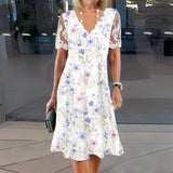 Herta | Vestido midi floral con mangas de encaje